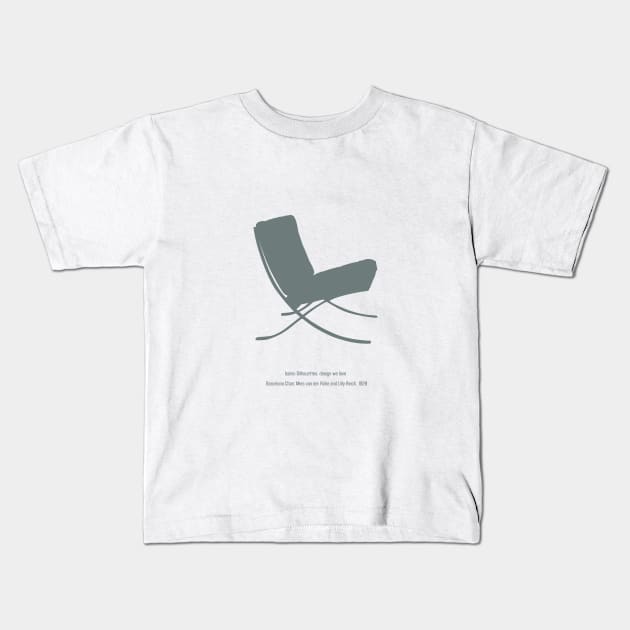 Barcelona Chair, Mies van der Rohe and Lilly Reich, 1929 Kids T-Shirt by Dez53